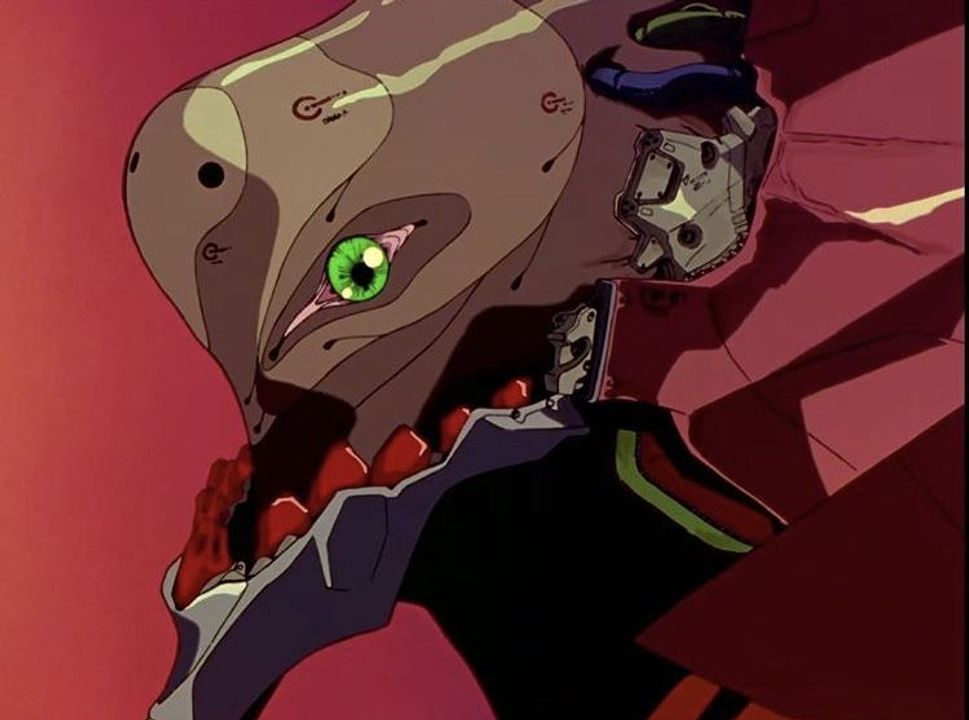 Phần đầu của Eva-01 khi không có lớp giáp đầu. Nguồn: Pinterest