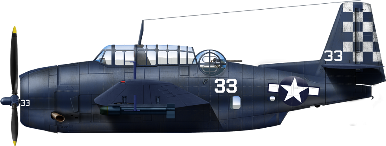 Chiếc TBM-3, thuộc VT-46, từ USS Independence, vào tháng 4 năm 1945.