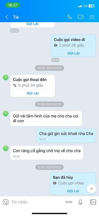 "Con ráng cố gắng chờ (chở) mẹ về cho cha"