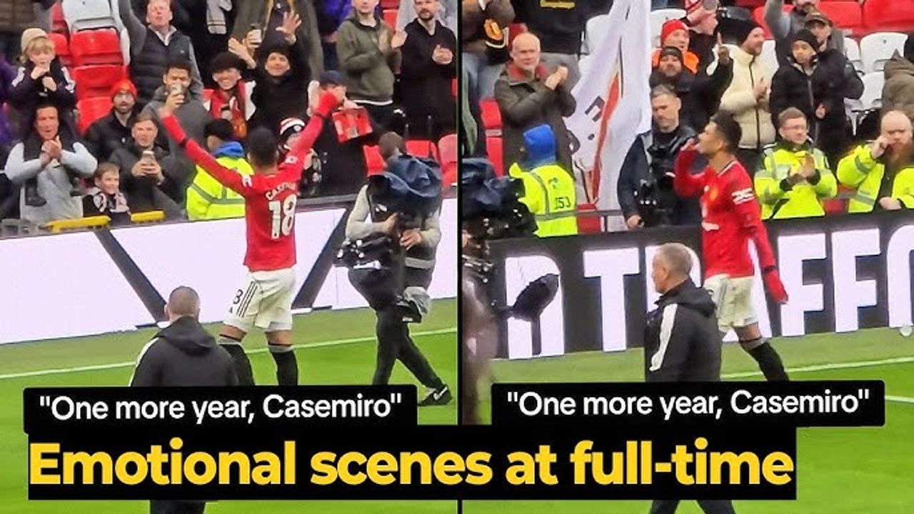 CĐV MU hát "thêm một năm nữa" với Casemiro. Ảnh thumbnail của kênh YouTube FOTBOLERA.