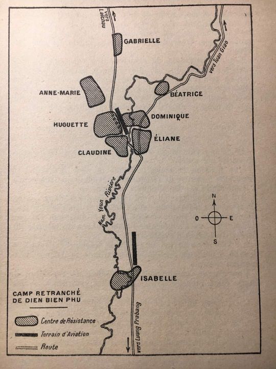 Bản đồ các trung tâm đề kháng của quân Pháp tại Điện Biên Phu