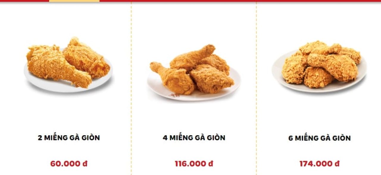 Dễ dàng thấy đc khi chọn 4 miếng đùi gà  thì bạn đã lợi hơn 4k và 6k chi lựa chọn thứ 3.