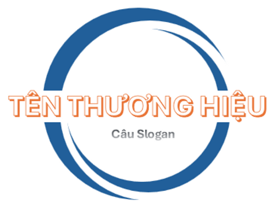 <i>Hình 2. Logo mẫu được thiết kế sử dụng các Shape hình tròn, hình chữ nhật lồng ghép, ở giữa là tên thương hiệu và câu slogan dưới dạng chữ nghệ thuật</i>