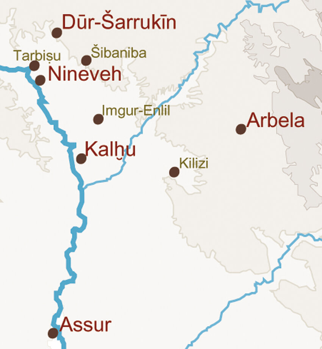 Bản đồ Kalhu cùng các thành khác