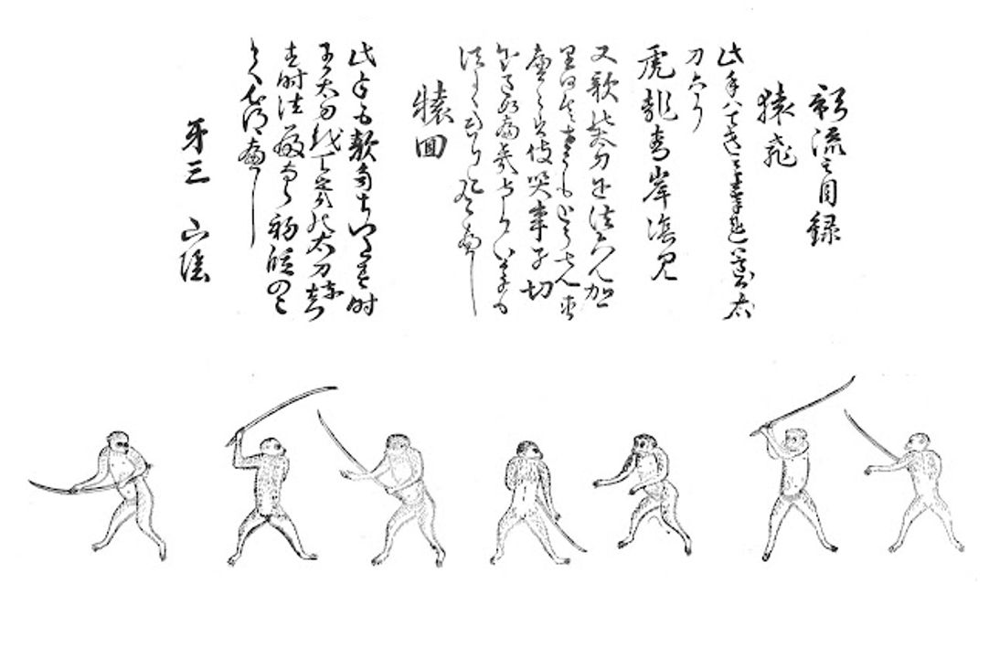 Ảnh lưu chi mục lục, được ghi lại trong Võ bị chí của Mao Nguyên Nghi (vì tên các kỹ thuật đều được gắn với vượn, nên tác giả đã chọn cách vẽ vượn cầm đao để minh họa).