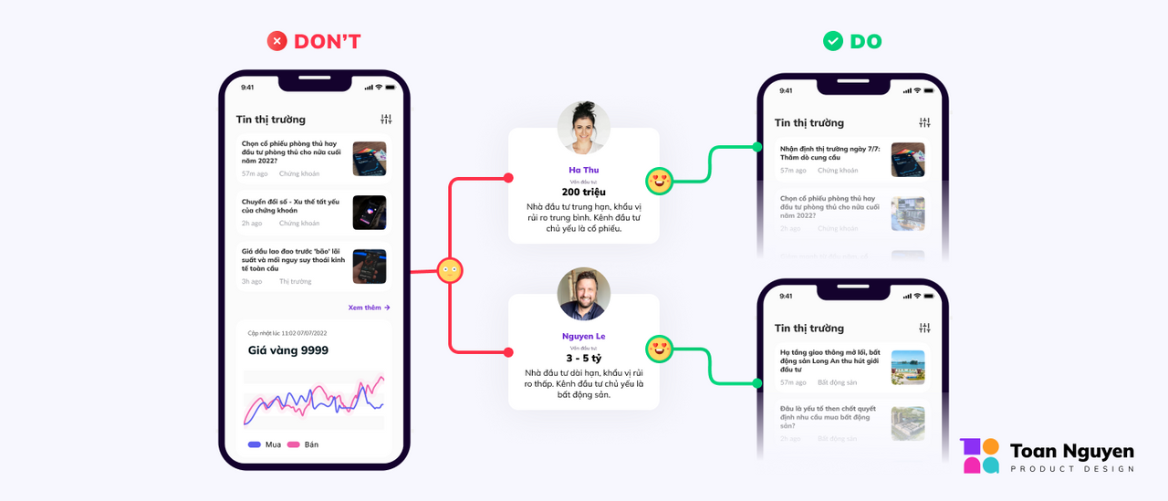 Cá nhân hoá nội dung giúp người dùng cảm thấy ứng dụng phù hợp với mình