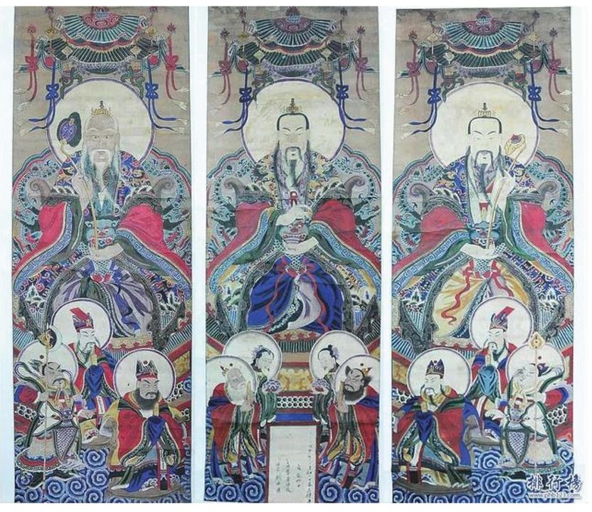 Tranh vẽ 3 ngài Tam Thanh Đạo Tổ 
(3 ngài thường được gọi chung bằng 1 cái tên làm Tam Thanh Ứng Hóa Thiên Tôn)