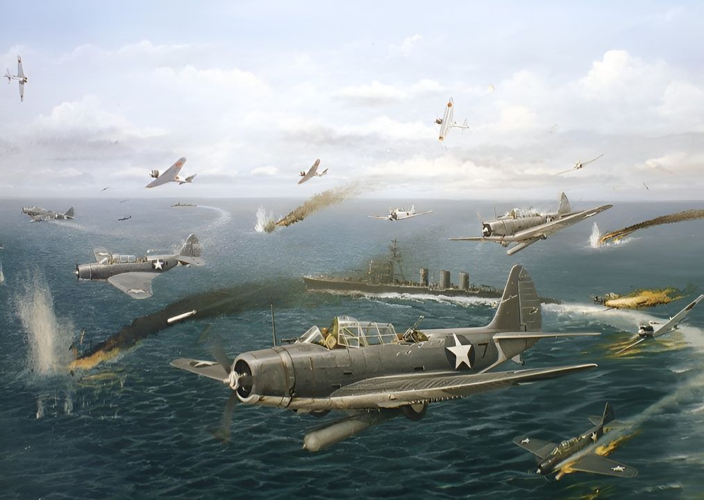 Cả VT-8 và VT-6 đều phải trả giá cực kỳ đắt khi tấn công vào Kido Butai, với việc các máy bay ngư lôi chậm chạp mà không có sự hộ tống của các tiêm kích đã biến chúng trở thành những mồi ngon cho những chiếc Zero từ lực lượng CAP Nhật tấn công như trong mình hoạ ở đây. Tuy nhiên, sự hy sinh này không phải là vô ích. Lợi ích thu được không phải là điều được nêu trong hầu hết các tường thuật. Mặc dù cuộc tấn công dũng cảm của VT-8 trong khoảng 09 giờ 20 phút đến 09 giờ 37 phút thành công trong việc kéo phần lớn lực lượng CAP của Nhật xuống mực nước biển để đối phó với những chiếc Devastator, những chiếc Zero với khả năng leo độ cao tuyệt vời của chúng có đủ thời gian để trở lại độ cao chống lại cuộc tấn công bằng máy bay ném bom bổ nhào đầu tiên diễn ra 50 phút sau đó. Điều VT-8 thực sự làm được là tước đi của Nagumo cơ hội bắt đầu bố trí máy bay cho đợt tấn công của ông ta. Vì Waldron tiếp cận từ phía đông, người Nhật buộc phải đảo ngược hướng về phía tây để thực hiện động tác né tránh. Điều này khiến họ không còn ngược gió. Quan trọng không kém, sàn bay của các tàu sân bay phải được giữ thông thoáng để phóng và thu hồi máy bay CAP. VT-8 đã trói tay Nagumo trong gần 20 phút quan trọng. Tiếp tục là đến cuộc tấn công của VT-6 từ hướng đông lại làm xáo trộn đội hình và luôn khiến Kido Butai không thể thu hồi và phóng bất kỳ máy bay nào khi đang cơ động, tiếp tục khiến Nagumo mất đi 20 phút quan trọng tiếp theo.