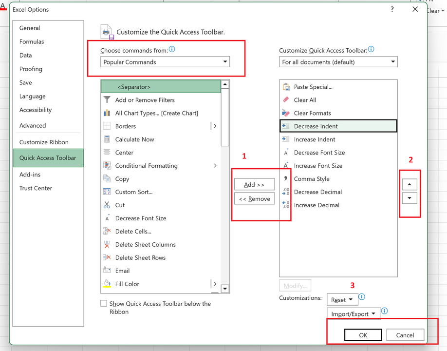 Thêm các nút lệnh định dạng thường xuyên sử dụng