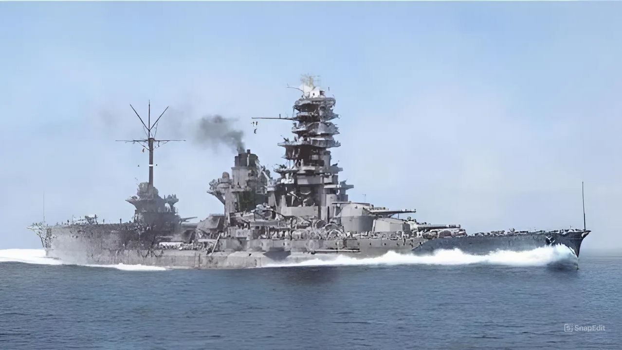 Sau thảm họa tại Midway, khi Hải quân Đế quốc Nhật Bản mất bốn tàu sân bay hạm đội, công việc bắt đầu chuyển đổi hai thiết giáp hạm lớp Ise thành tàu thiết giáp lai tàu sân bay. Kết quả được thể hiện trong bức ảnh này của tàu Ise. Nhà chứa máy bay và sàn bay ngắn thay thế cho hai tháp pháo 14 inch/45 phía sau được cho là có khả năng chứa 22 máy bay; nhưng kế hoạch này hoàn toàn phi thực tế, và vào năm 1944 cả hai tàu đã tháo bỏ máy phóng  máy bay và chiến đấu như những thiết giáp hạm thông thường tại vịnh Leyte.