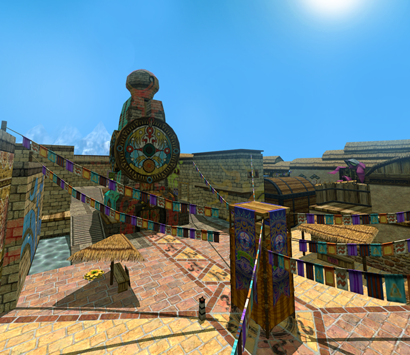 Góc phía nam của Clock Town với tháp đồng hồ nổi tiếng