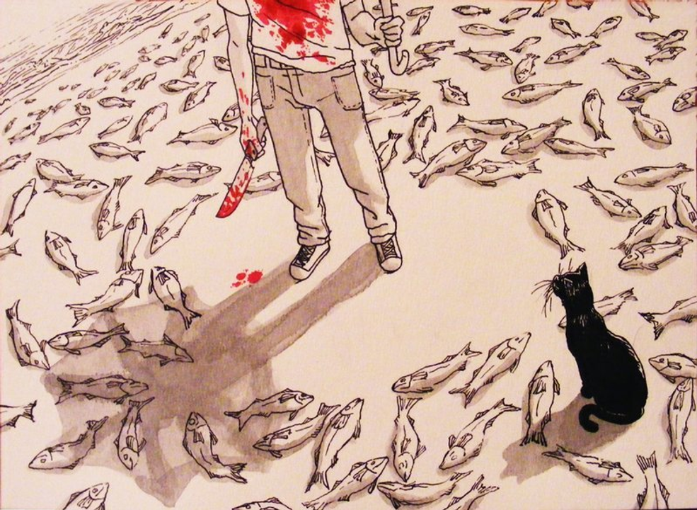 Ảnh minh họa cơn mưa cá trong <i>"Kafka bên bờ biển."</i>