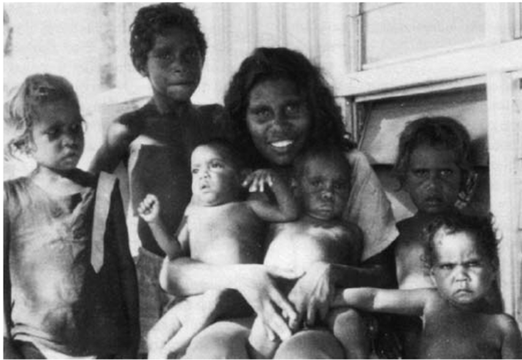 Người mẹ thổ dân, 20 tuổi, cùng sáu đứa con của mình. Cox (1978).