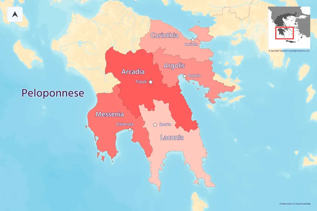 Những vùng của bán đảo Peloponnese 