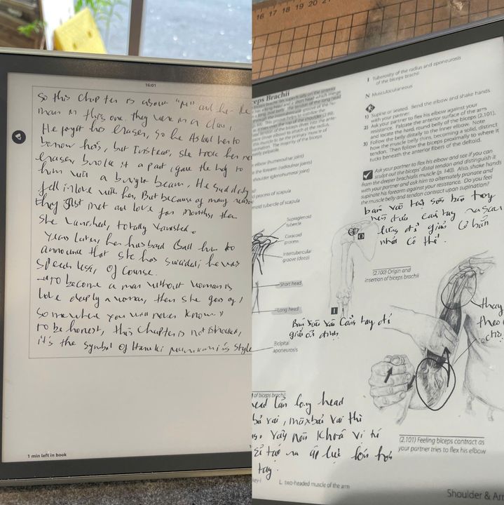 Ban đầu mình nghĩ PDF sẽ tốt hơn, nhưng thực ra khi ghi chú nhiều bạn sẽ nhận ra việc tra từ, highlight trên sách là không đủ; phải có không gian để bạn nhả toàn bộ ý tưởng trong đầu ra