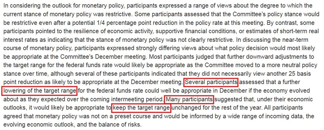 <a href="https://www.federalreserve.gov/monetarypolicy/fomcminutes20251029.htm">Minutes of the Federal Open Market Committee</a><i> (19/11/2025)</i>