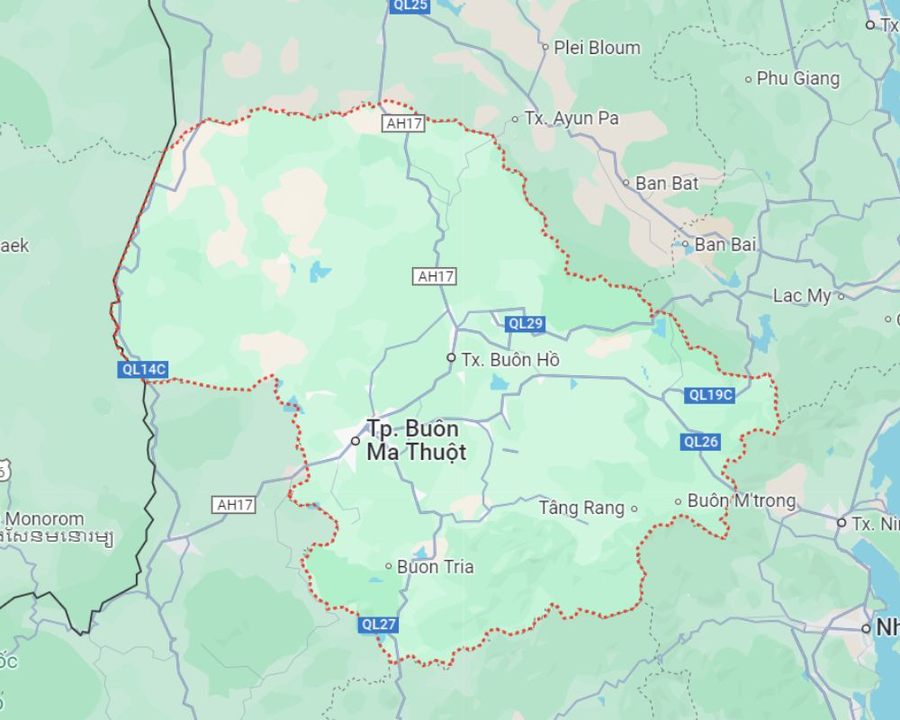 Bản đồ Đắk Lắk trước sáp nhập