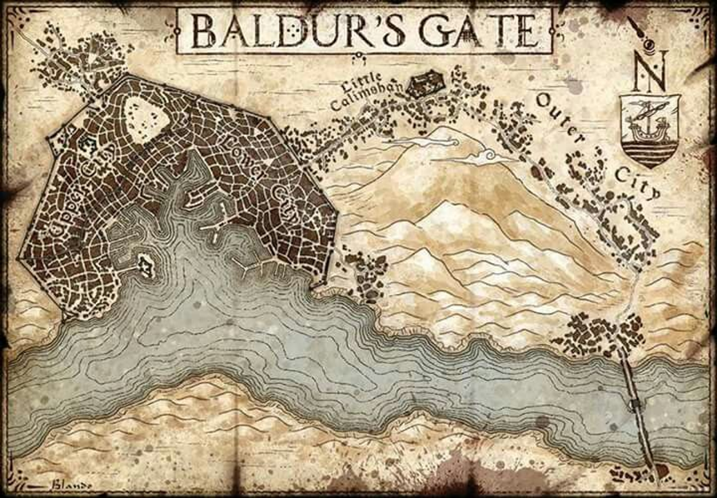 Bản đồ Baldur's Gate với Outer City dành cho dân hạ cấp