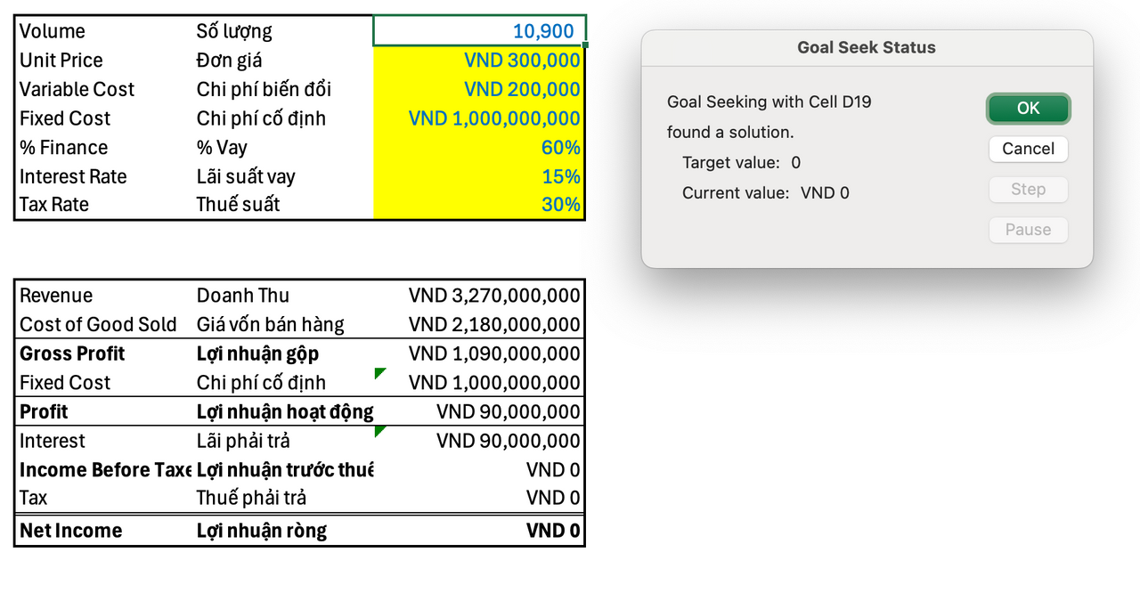 Kết quả sẽ tự động được điền vào cell tương ứng. Click OK để lưu kết quả