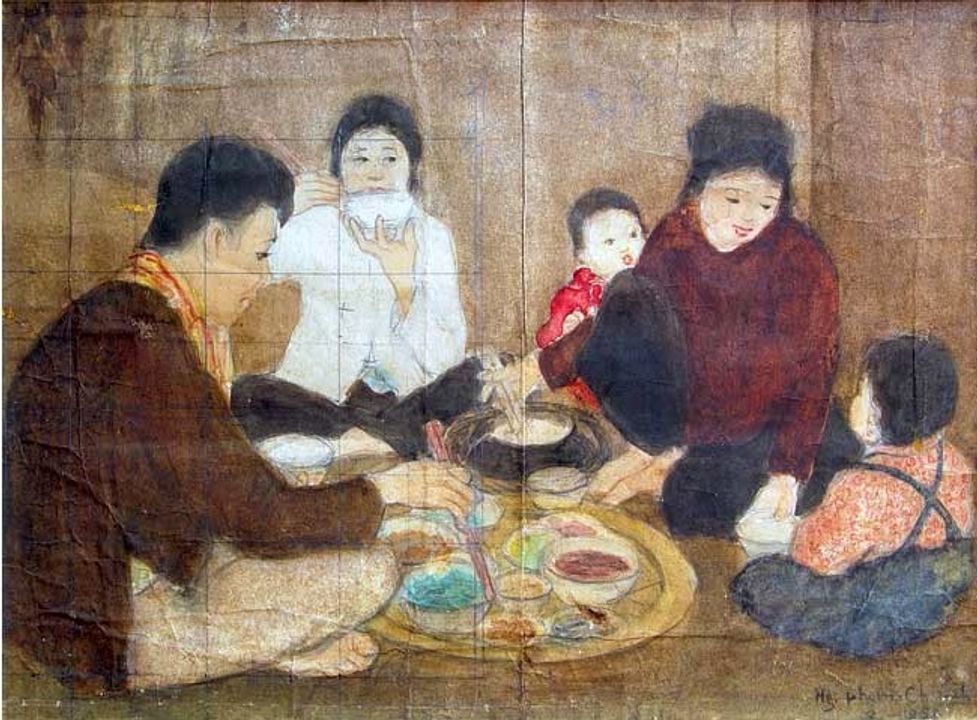 Vẻ đẹp của cuộc sống thường ngày trong tranh Bừa cơm  của  Nguyễn Phan Chánh  