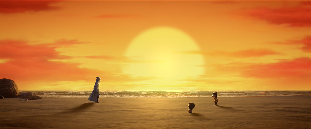 Na Tra và Ngao Bính cùng nhau chơi đá cầu, như hai cậu bé hồn nhiên vô tư, trong chốc lát quên đi sự áp đặt của số phận dành cho hai cậu - một trong những khoảnh khắc giàu cảm xúc, tuyệt đẹp của bộ phim 