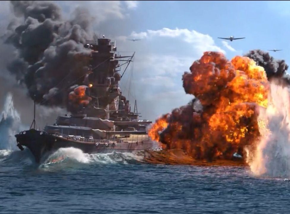 Cảnh tái hiện Yamato bị tấn công vào ngày 7 tháng 4 năm 1945. (World of warships)