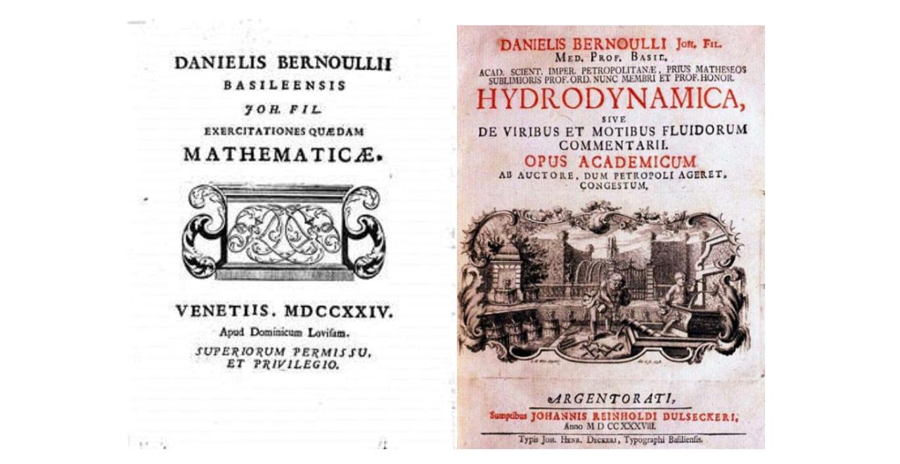 Ấn bản đầu tiên của cuốn Exercitationes Quaedam Mathematicae và cuốn Hydrodynamica.