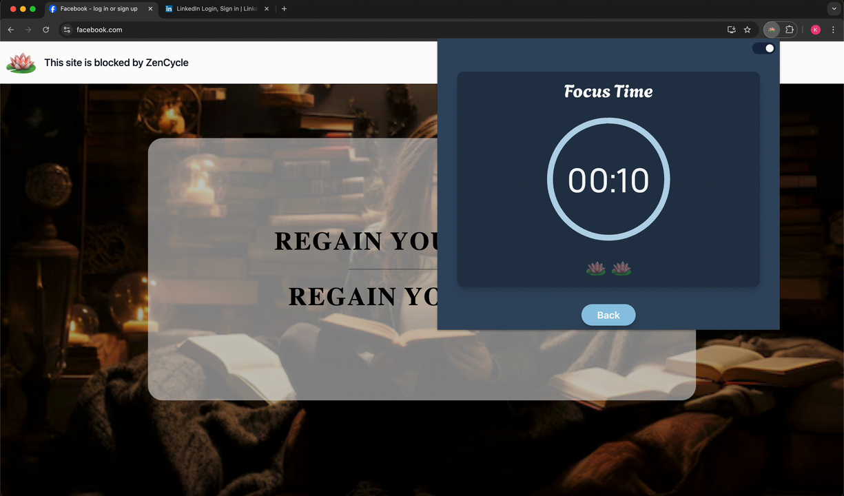 Block view được kích hoạt trong Focus time