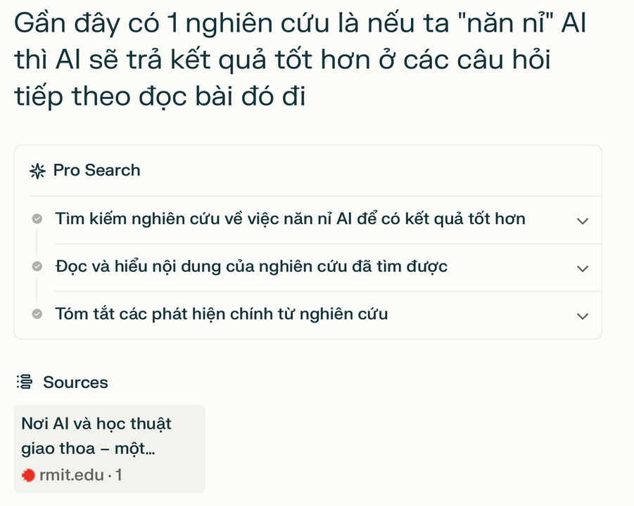 Hình ảnh 1: Tôi hỏi Perplexcity một cách hơi "ngẫu hứng" đương nhiên không theo một prompt nào, nguồn tác giả