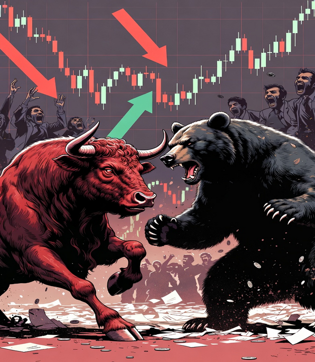<i>Cuộc chiến giữa thị trường lên ( bò ) và thị trường xuống ( gấu ) khiến vô số chứng thủ quay đầu không thấy bờ</i>