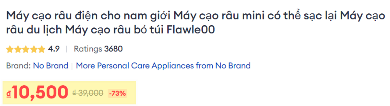 Một sản phẩm được giảm giá 73% trên Lazada
