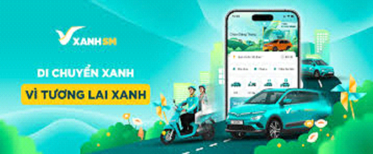 Logo và giao diện dịch vụ từ quảng cáo của Xanh SM