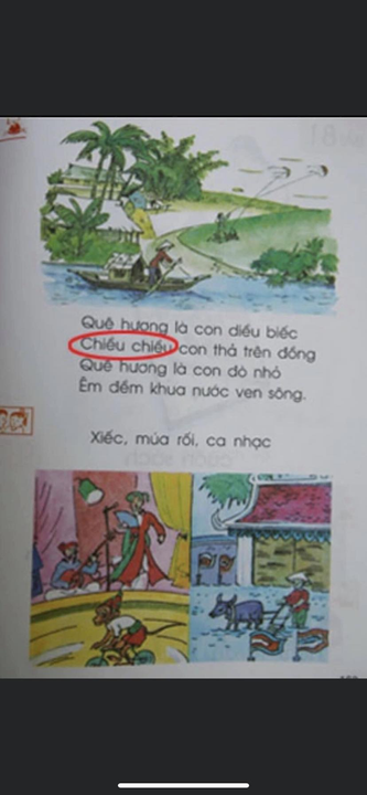 bài thơ QUÊ HƯƠNG (SGK lớp 1 ) bị chỉnh sửa