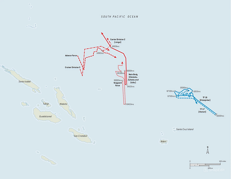 Diễn biến trận quần đảo Santa Cruz ngày 26 tháng 10 năm 1942, từ lúc 00 giờ-12 giờ