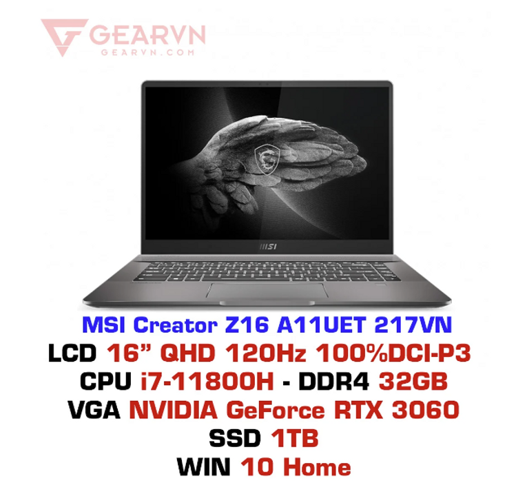 ( Nếu tiền chưa bao giờ là vấn đề của bạn thì mình xin đề suất giải pháp MSI Creator Z16 A11UET 217VN được sinh ra là để dành cho các nhà sán tạo nội dung với sức mạnh khủng khiếp từ RTX 3060 và i7-11800H không dừng lại ở đó chiếc laptop này còn có tận 32GB-ram kèm theo 1 ổ SSD 1TB. Nếu bạn không chỉ muốn làm việc đơn thuần mà kèm theo đó là chơi một số game FPS thì MSI Creator Z16 A11UET 217VN dư sức đáp ứng mọi nhu cầu "GoPro" của bạn với màn hình QHD 120HZ và độ chuẩn màu lên đến tận 100%DCI-P3 )  