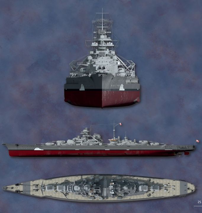 Bismarck, tàu dẫn đầu của lớp tàu mang tên nó, là tàu chiến tiên tiến nhất trên thế giới khi được đưa vào phục vụ vào đầu năm 1941. Đường nét thanh lịch của nó hầu như không che giấu được khả năng của nó. Mặc dù vũ khí của nó không có gì đặc biệt khác thường, nhưng nó được hỗ trợ bởi một hệ thống điều khiển hỏa lực vi tính hóa hiện đại. Nó cũng được bảo vệ cực kỳ tốt, ít nhất là về đai giáp của nó. Với tốc độ ấn tượng của mình, Bismarck cũng đủ nhanh để vượt qua bất kỳ thiết giáp hạm nào trong biên chế của Anh.