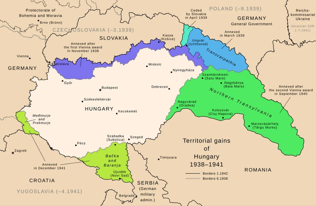 Lãnh thổ Hungary mở rộng từ 1938-41