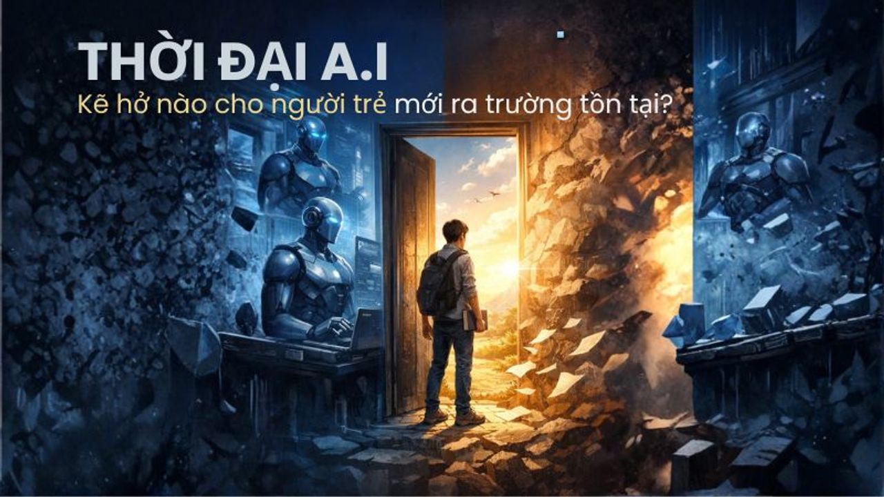 Thời đại A.I: Kẽ hở nào cho người trẻ mới ra trường tồn tại? (Ảnh được tạo bởi A.I)