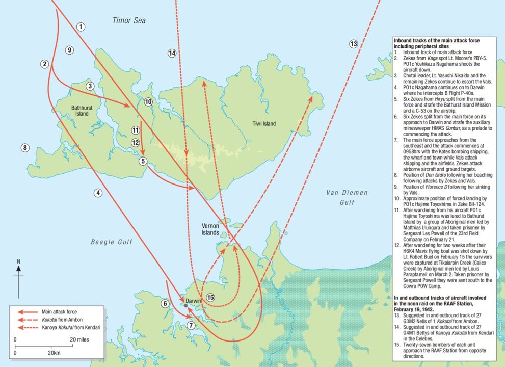 Cuộc không kích vào cảng Darwin ngày 19 tháng 2 năm 1942 - cuộc không kích lớn nhất của Kido Butai kể từ Trân Châu Cảng, được mở đầu bằng cuộc tấn công của 188 máy bay từ 4 tàu sân bay.
