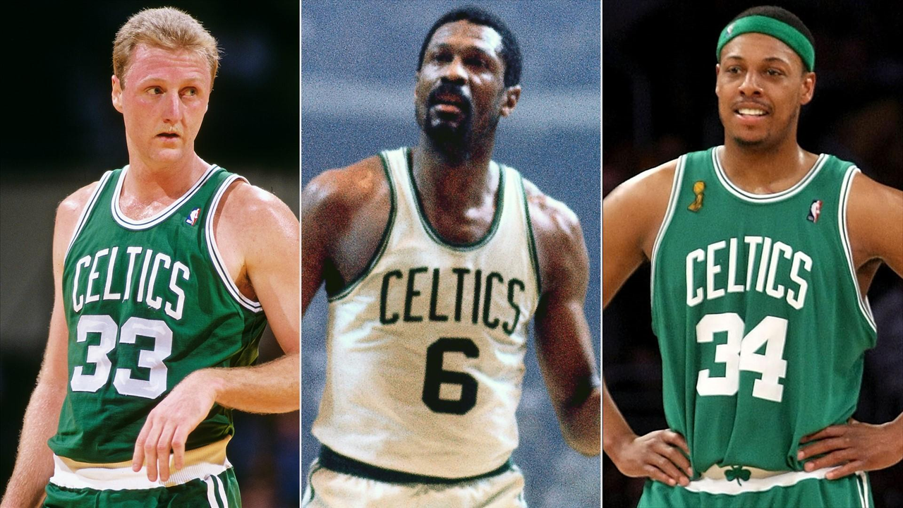 From the left: Larry Bird, Bill Russell, Paul Pierce