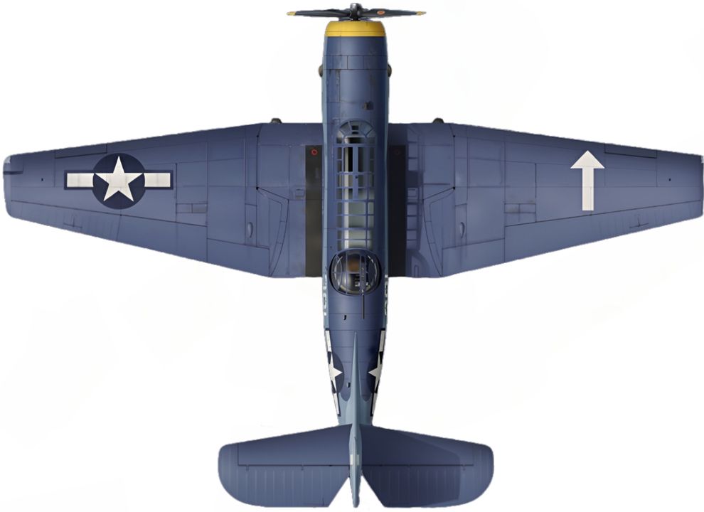 Chiếc TBM-3 này thuộc VT-84, được biên chế trên tàu USS Bunker Hill (CV-17) cùng Không đoàn tàu sân bay số 84 từ tháng 1 đến tháng 6 năm 1945. Trong thời gian này, phi đội này đã tham gia các cuộc không kích Tokyo vào tháng 2 và góp phần đánh chìm Yamato vào ngày 7 tháng 4 năm 1945. Dải màu vàng nổi bật ở mũi được áp dụng cho máy bay từ VT-84 như một dấu hiệu nhận dạng đặc biệt cho những cuộc không kích Tokyo đầu tiên, và được giữ lại trong vài tuần sau đó. Mũi tên thẳng đứng trên đuôi và trên cánh phải là ký hiệu “G” của Không đoàn tàu sân bay số 84. 