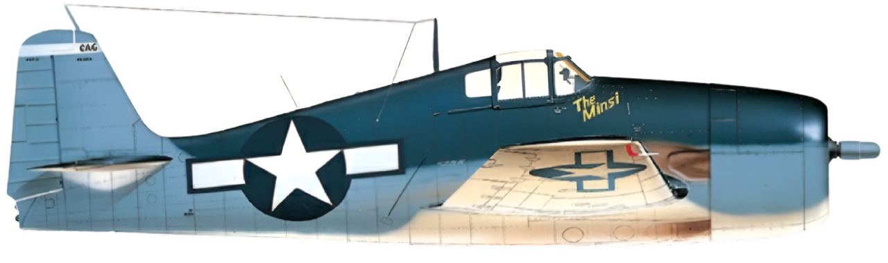Chiếc máy bay F6F-3 Hellcat "The Minsi" của Thiếu tá David McCampbel. Đây là chiếc chỉ huy của Không đoàn 15 thuộc tàu sân bay USS Essex (CV-9) trong ngày 19 tháng 6 năm 1944.