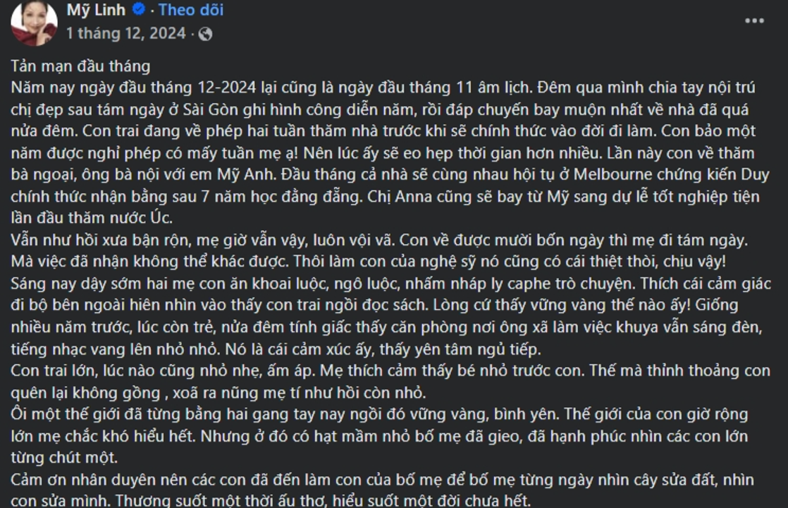 Nội dung bài viết này mình đã viết từ rất lâu nhưng vô tình sao ngày đăng lại là 01/12/2025 tròn 1 năm từ ngày cô Mỹ Linh post trên fb.