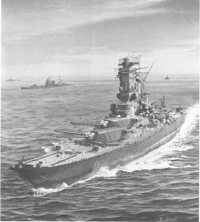 Thiết giáp hạm thiết kế A-150 có vẻ ngoài giống lớp Yamato nhưng lại đang trang bị pháo 20,1 inch trên tháp pháo hai nòng, cùng với trang bị nhiều pháo hạng hải 100mm. (Richard Allison)