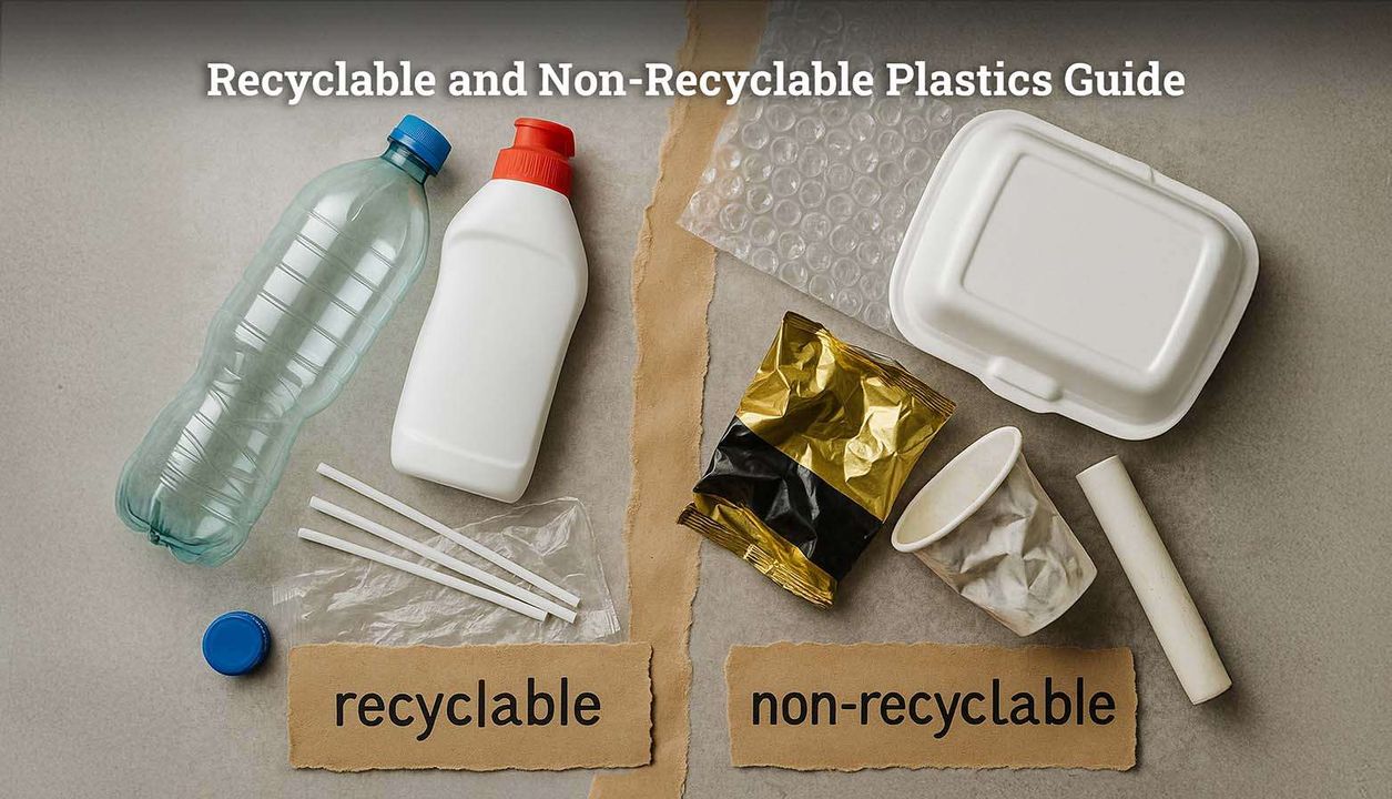 Recyclable: nhựa có thế tái chế. Non-recyclable: nhựa không tái chế được. Nguồn: <a href="https://www.banyannation.com/blog/types-of-plastics/">Banyan Nation</a>