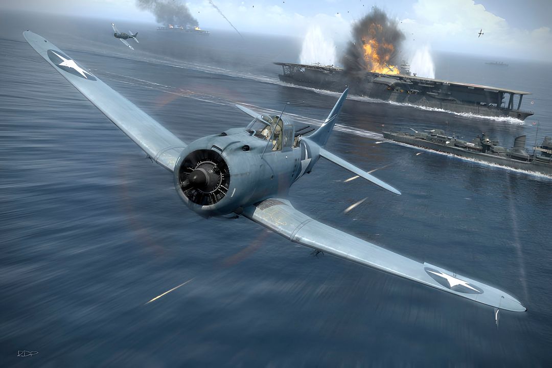 Best nổi tiếng vì đã giữ cú bổ nhào đến tận phút cuối cùng. Trong trường hợp này, ông tiếp tục tấn công xuống còn 1.500 feet. Ông quan sát quả bom của mình trúng giữa sàn bay của Akagi. Best nghĩ rằng bom của các phi công hộ tống cũng trúng đích, nhưng thực tế chỉ là gần trúng. Quả bom đầu tiên trượt mạn trái tàu khoảng 5–10 yard; quả thứ hai gần như trúng phần đuôi. Quả bom của Best rơi trực tiếp xuống sàn bay, vào phần đuôi của thang nâng giữa tàu. Nó dễ dàng xuyên thủng sàn đáp và phát nổ trong boong chứa máy bay trên ngay bên dưới. Quả bom duy nhất này đã định đoạt số phận của Akagi. Sự diệt vong của tàu gắn liền với hành động nhanh nhạy của một con người và kỹ năng của ông như một phi công. Ở đằng xa có thể thấy tàu Kaga đang bốc cháy sau đợt tấn công bổ nhào. Nếu các quan sát viên trên Akagi cảnh giác hơn, hỏa lực phòng không chính xác hoặc ít nhất là mạnh mẽ hơn, hoặc nếu con tàu thực hiện được hành động tránh né, có lẽ độ chính xác của Best sẽ bị ảnh hưởng đủ để tạo ra kết quả khác. Kết cục của những trận đánh lớn đôi khi lại phụ thuộc vào những sự kiện nhỏ. (Tranh của Robert D. Perry)