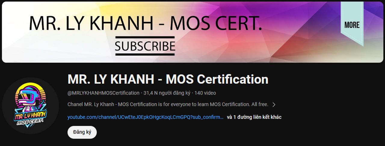 Kênh YouTube mình tự học MOS Word và Excel.