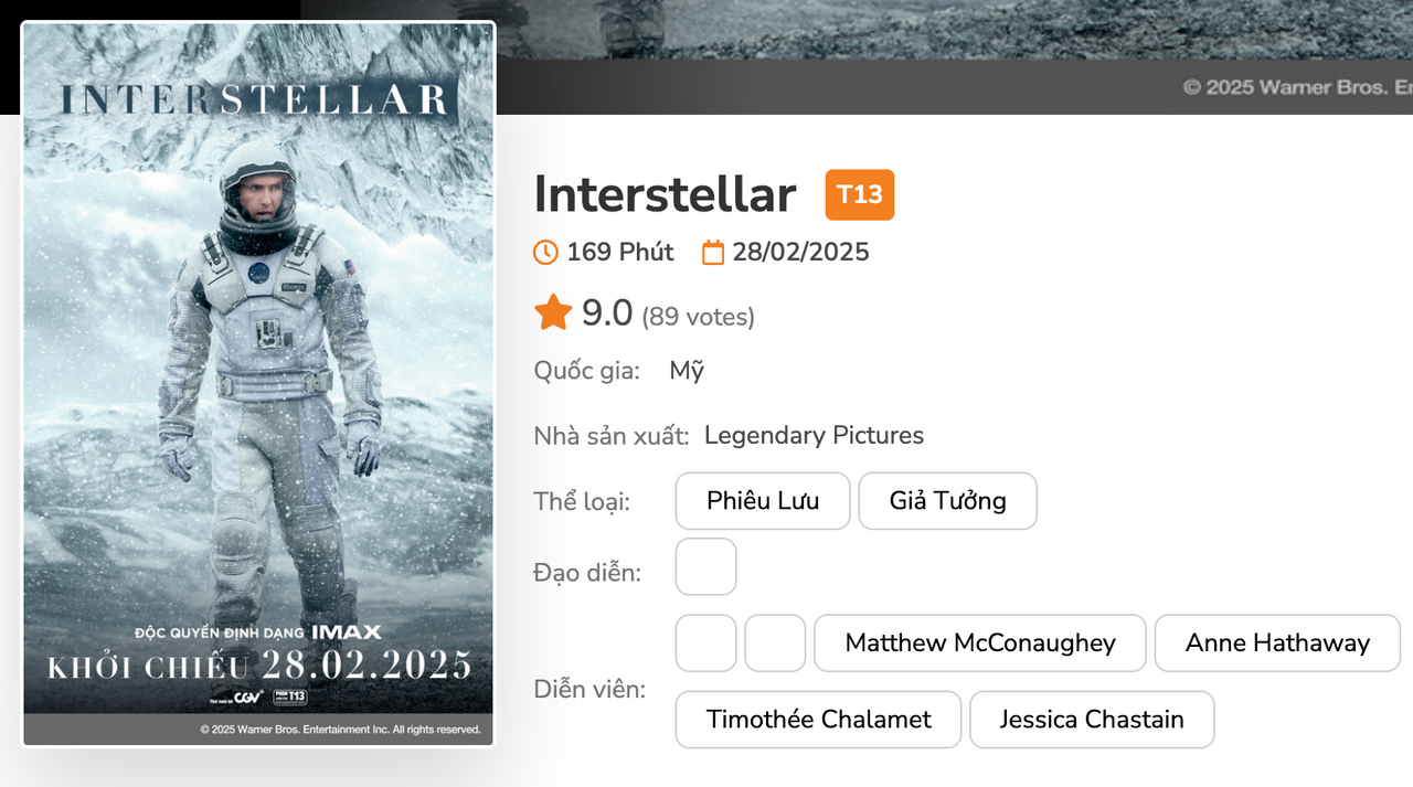 <i>Vào tháng hai vừa qua Interstellar đã quay trở lại với màn ảnh rộng với định dạng IMAX.</i>