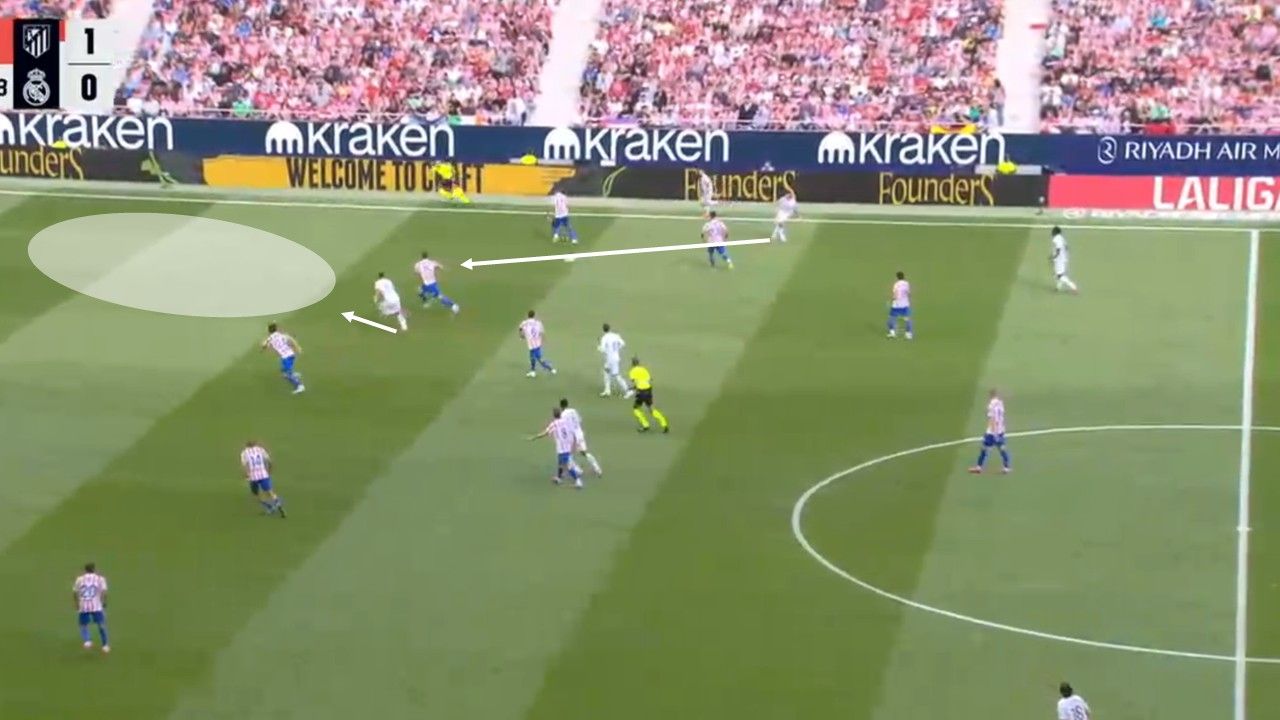 Bàn thắng đầu tiên của Mbappe xuất phát từ đường chọc khe chính xác của Arda Guler.