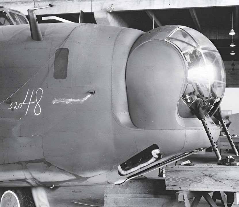 Tháp pháo cầu ERCO gắn mũi là đặc điểm nhận dạng nổi bật nhất của PB4Y-1, và nó cũng được trang bị cho hầu hết các PB4Y-2 dưới dạng ERCO 250SH-3. Tháp pháo này ban đầu được thiết kế cho thủy phi cơ Boeing PPB Sea Ranger, với phiên bản ERCO 250SH-2/2A lắp trên PB4Y-1, có kho đạn 1.200 viên cỡ nòng 0.50 nằm bên trong cấu trúc tháp pháo, đồng thời có góc bắn rộng hơn so với các loại tháp pháo mũi khác. (80G-70144, RG80, NARA)